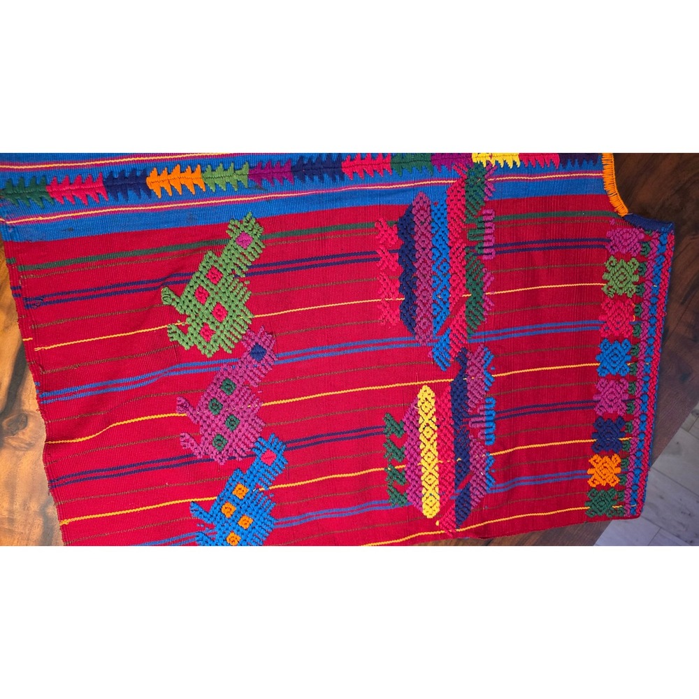 Vintage Guatemalan Huipil Handwoven Embroidered Mayan Boho Textile - Picture 2 of 8
